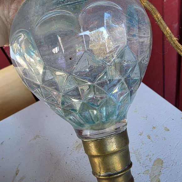 Victorian Oil Lamp Blue Diamond Font Non Working Electric - Picture 2 of 7